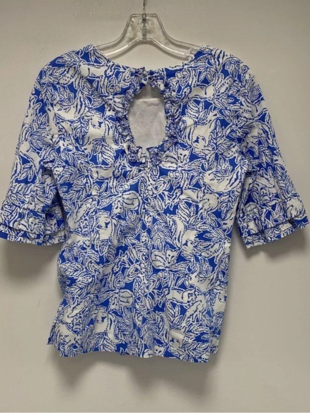 Lilly Pulitzer Sz 4 Fiesta Top Coastal Blue Fancy Feet